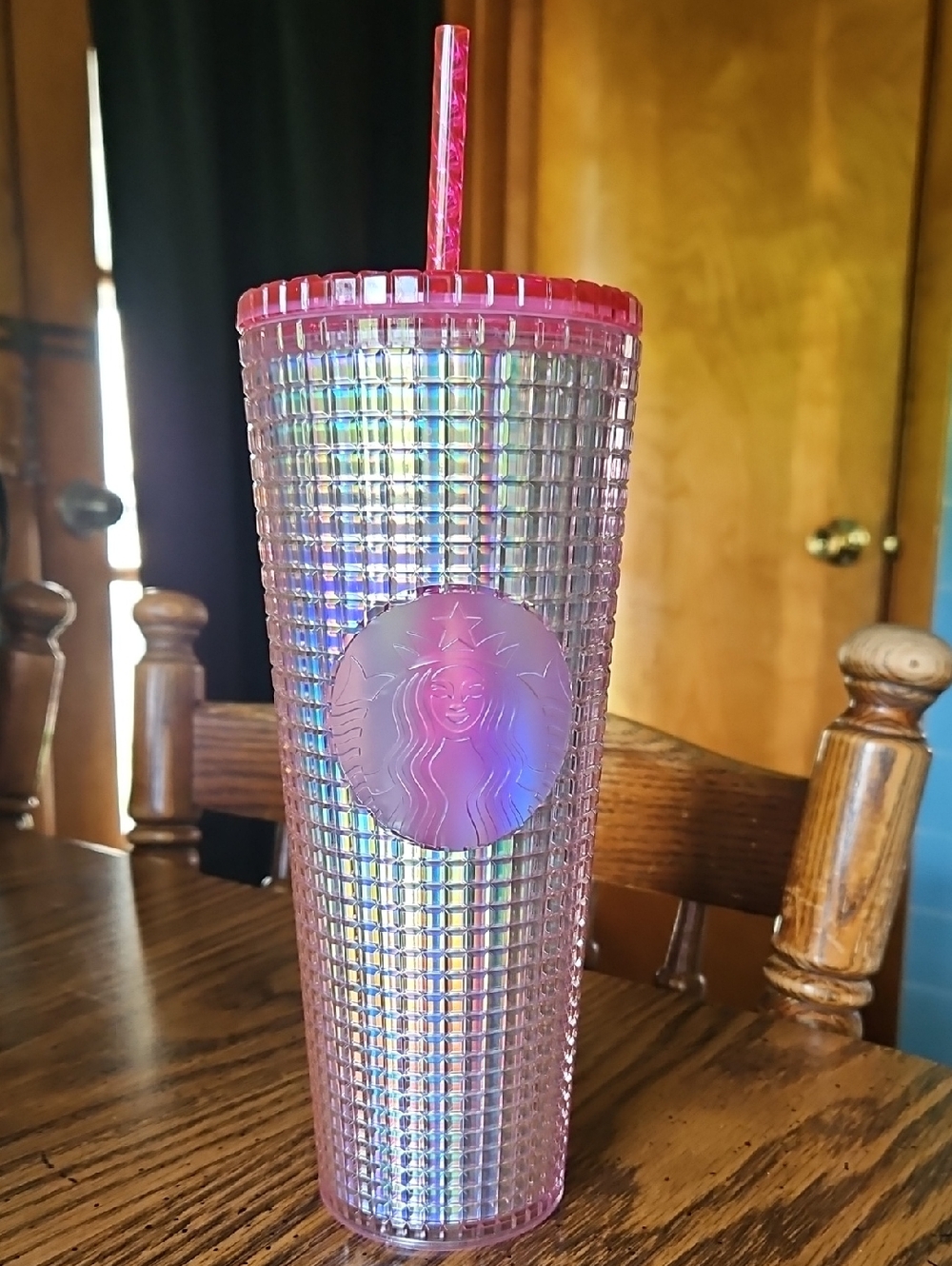 Starbucks Iridescent Pink Studded Tumbler with Straw